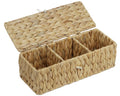 Water Hyacinth Wicker Storage Basket with Lid and Dividers