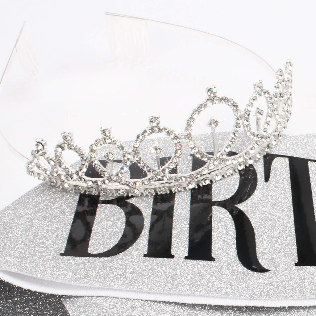 Cavetee 'Birthday Queen' Sash & Rhinestone Tiara Set - Birthday Tiaras And Sash Birthday Party Favors Glitter Birthday Decorat