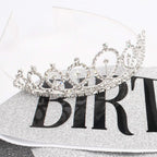 Cavetee 'Birthday Queen' Sash & Rhinestone Tiara Set - Birthday Tiaras And Sash Birthday Party Favors Glitter Birthday Decorat