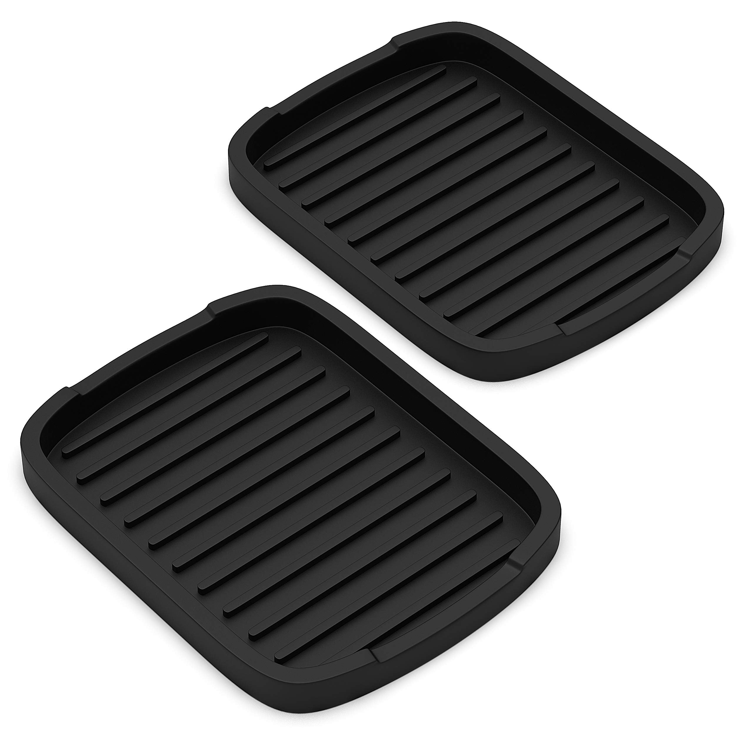 Zappoware Silicone Sponge Holder -Soap Tray - 5.9' X 4.33' Set -2Pcs (Black)