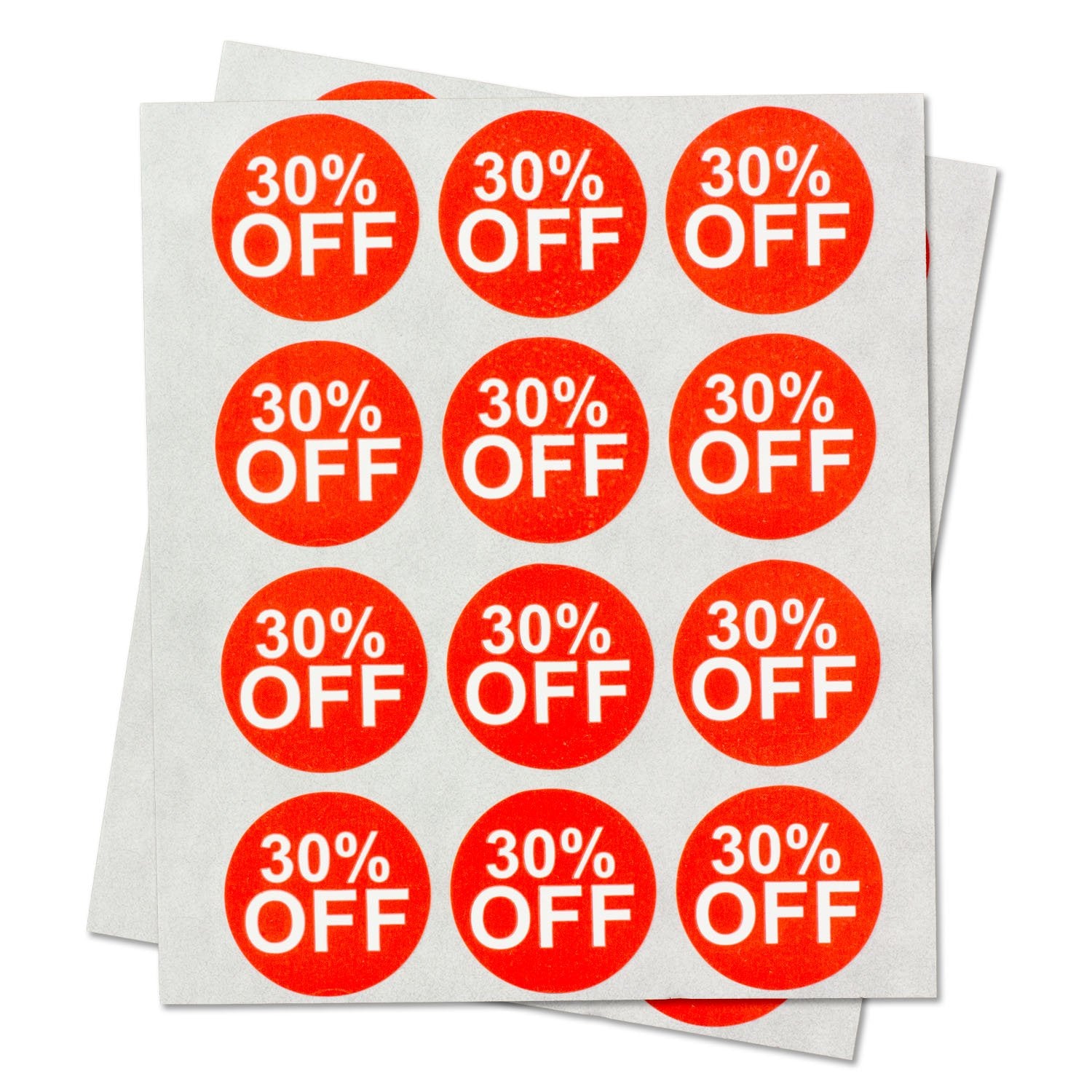 Officesmartlabels - 30 Percent Off Sales Stickers Labels For Retail Store Garage Yard Sale - 1-Inch Circle Dot Pricemarker Tags,