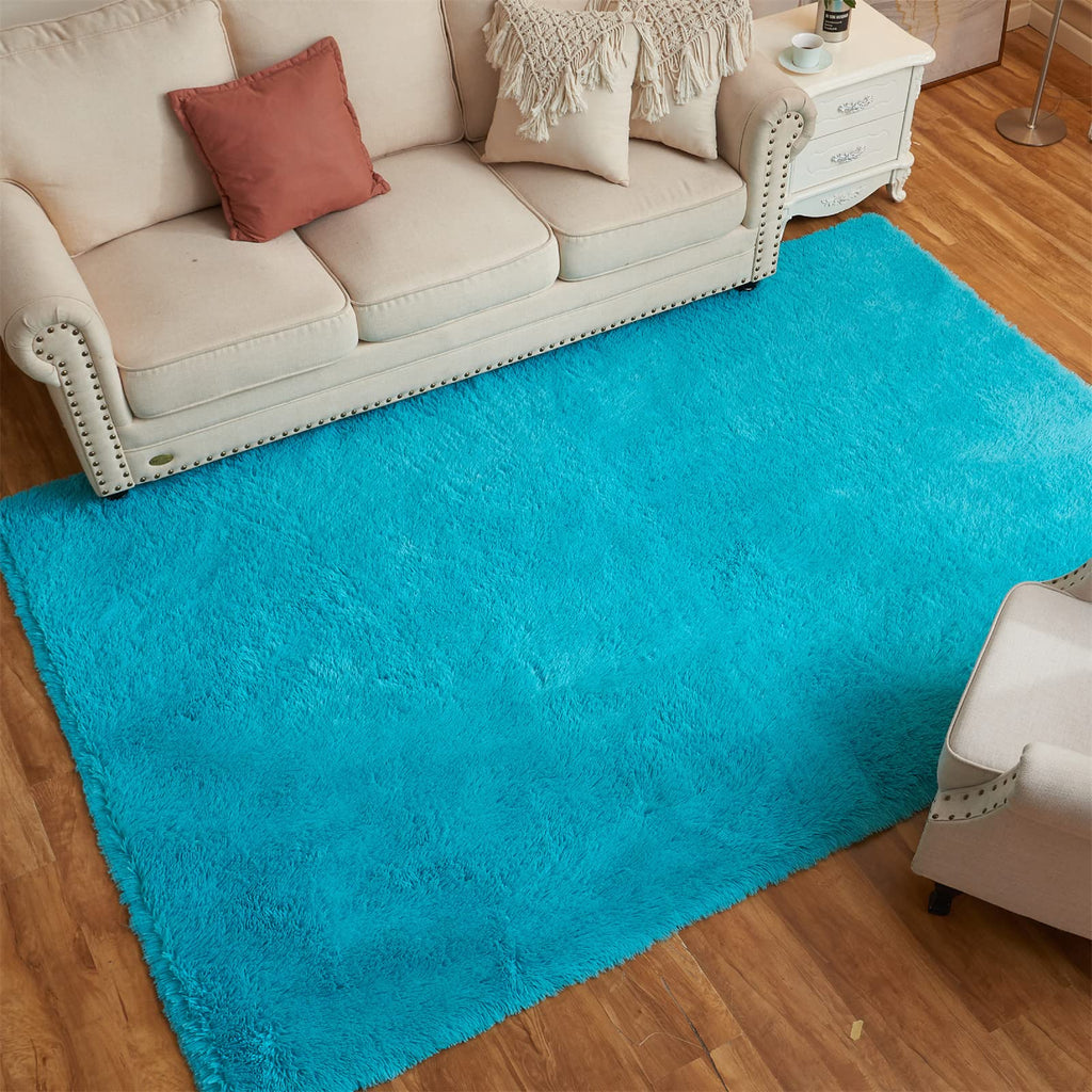 Arbosofe Area Rugs For Living Room Bedroom, 4X6 Ft Tie Dyed Light Grey Fluffy Fuzzy Shag Small Carpet Soft Plush Furry Clearance