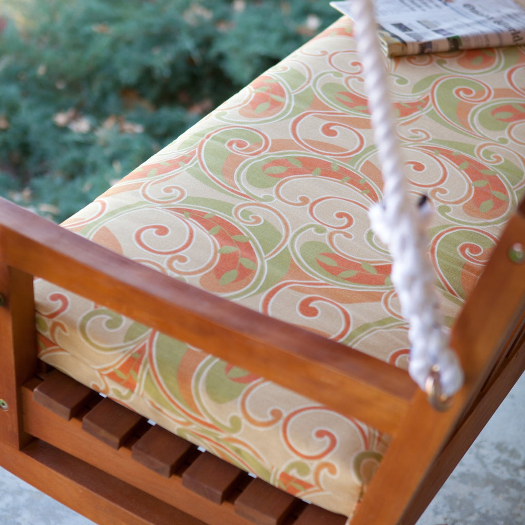 International Caravan Furniture Piece Royal Tahiti Curved Back Wood Two Seated Swing