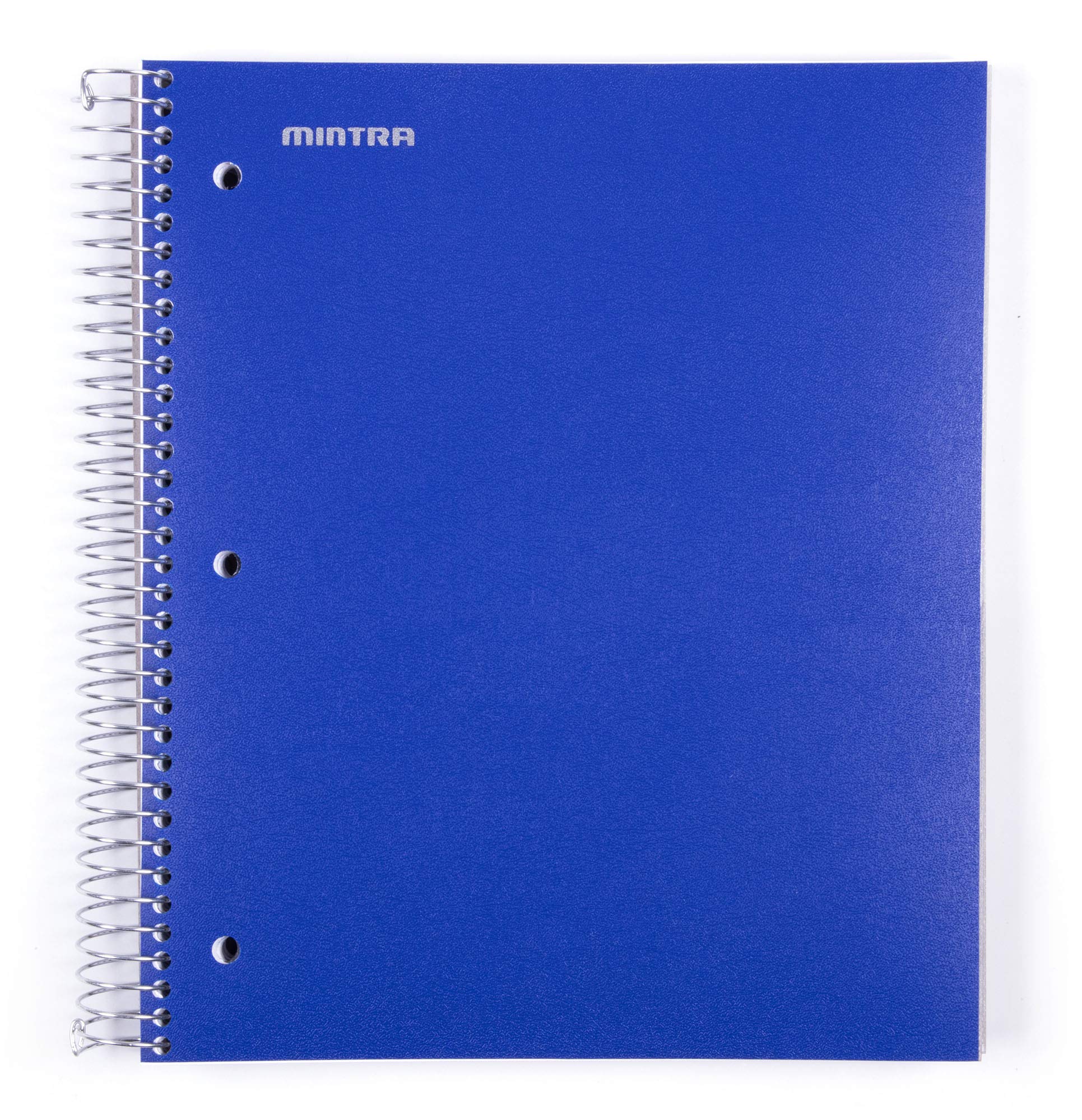Mintra Office Durable Spiral Notebooks, 5 Subject, (Blue, College Ruled 1Pk), 200 Sheets,Poly Pockets, Moisture Resistant Cover,