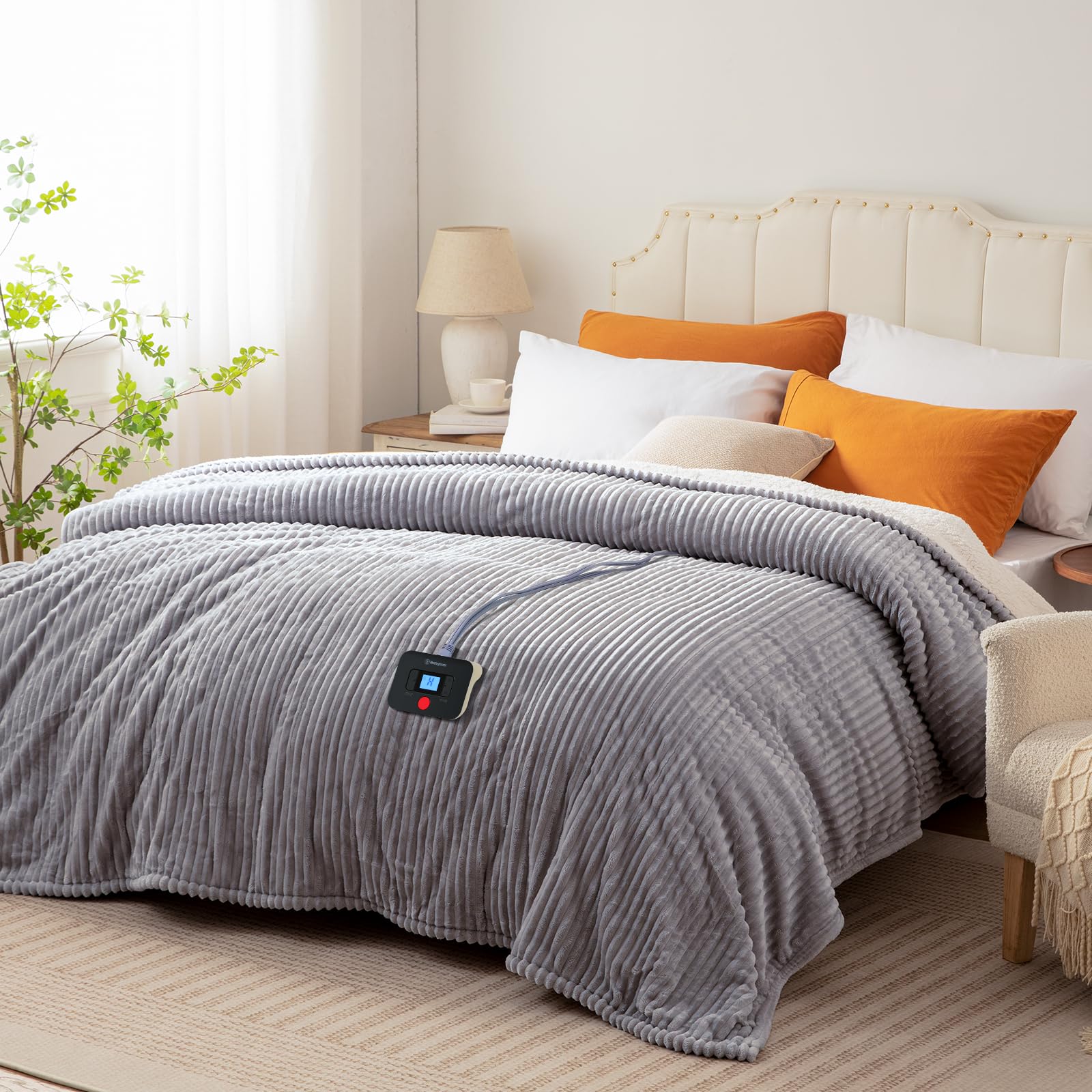 Westinghouse Full Size Heated Blanket, Soft Flannel to Sherpa Electric Blanket with 10 Heating Settings & 1-12 Hours Auto Shut O