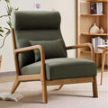 INZOY Mid Century Modern Accent Chair with High Back, Upholstered Living Room Chairs with Waist Cushion, Wood Frame Reading Armc