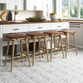 Nathan James Barker Classic Counter Height Wood Barstool with Leather Removable Cushion, Backless Island 24 Bar Stool for Kitche