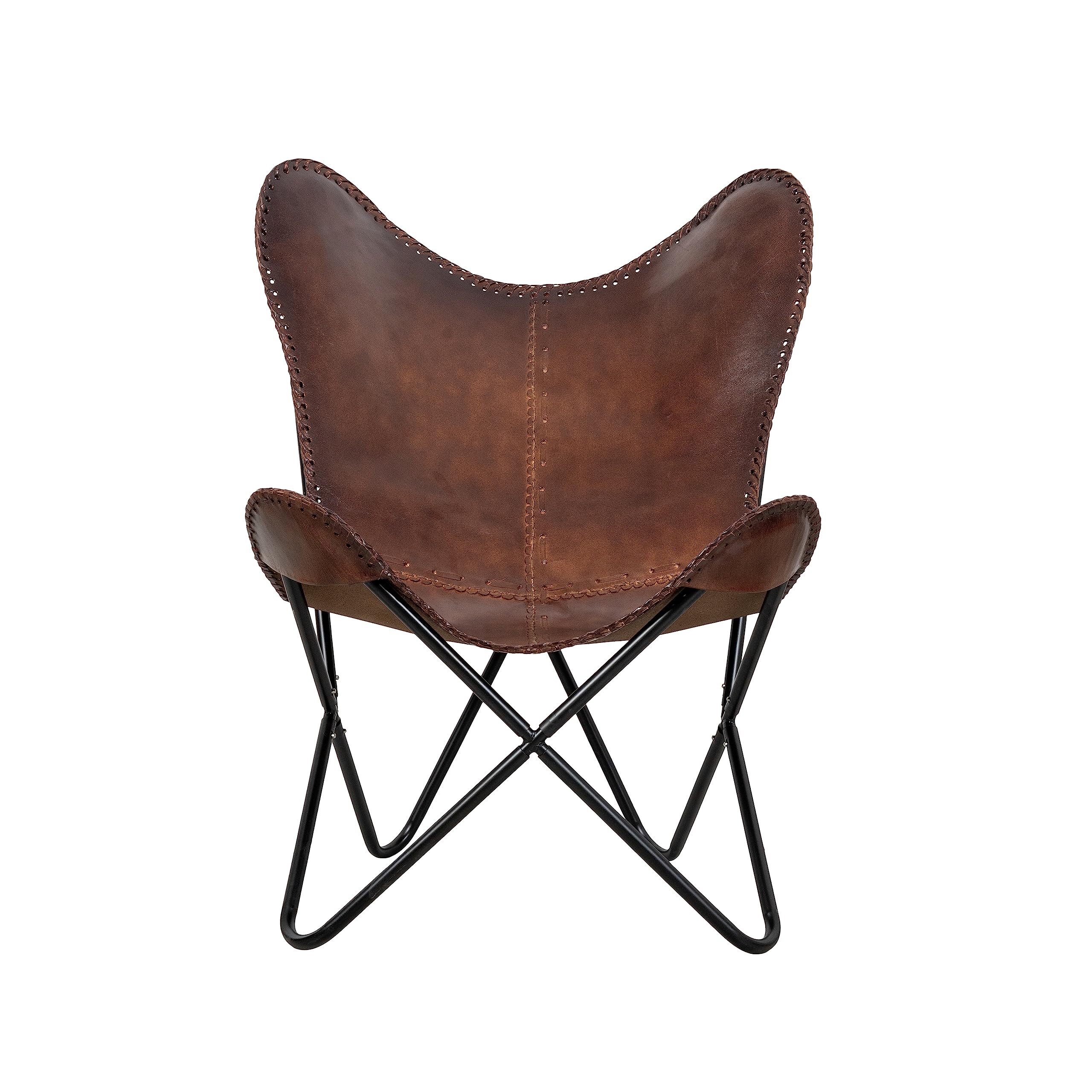 Vintage Brown Leather & Arm Butterfly Chair | Genuine Tan Leather Butterfly Chair Home Decor | Handmade Chair Presented By Presented By Shy Shy Let'S The Sky