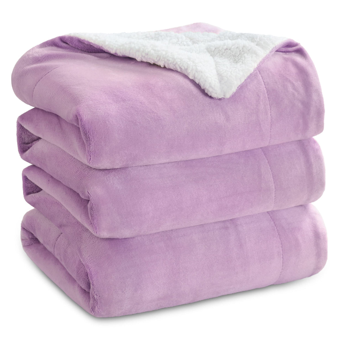 Bedsure Sherpa Fleece Queen Size Blankets For Bed - Thick And Warm Blankets For Winter, Soft And Fuzzy Blanket Queen Size, Lilac