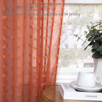 Dancurton Rust Orange Sheer Curtains 96 Inches Long 2 Panels Living Room 52 Inch Width Boho Farmhouse Sheer Window Curtain Pom P