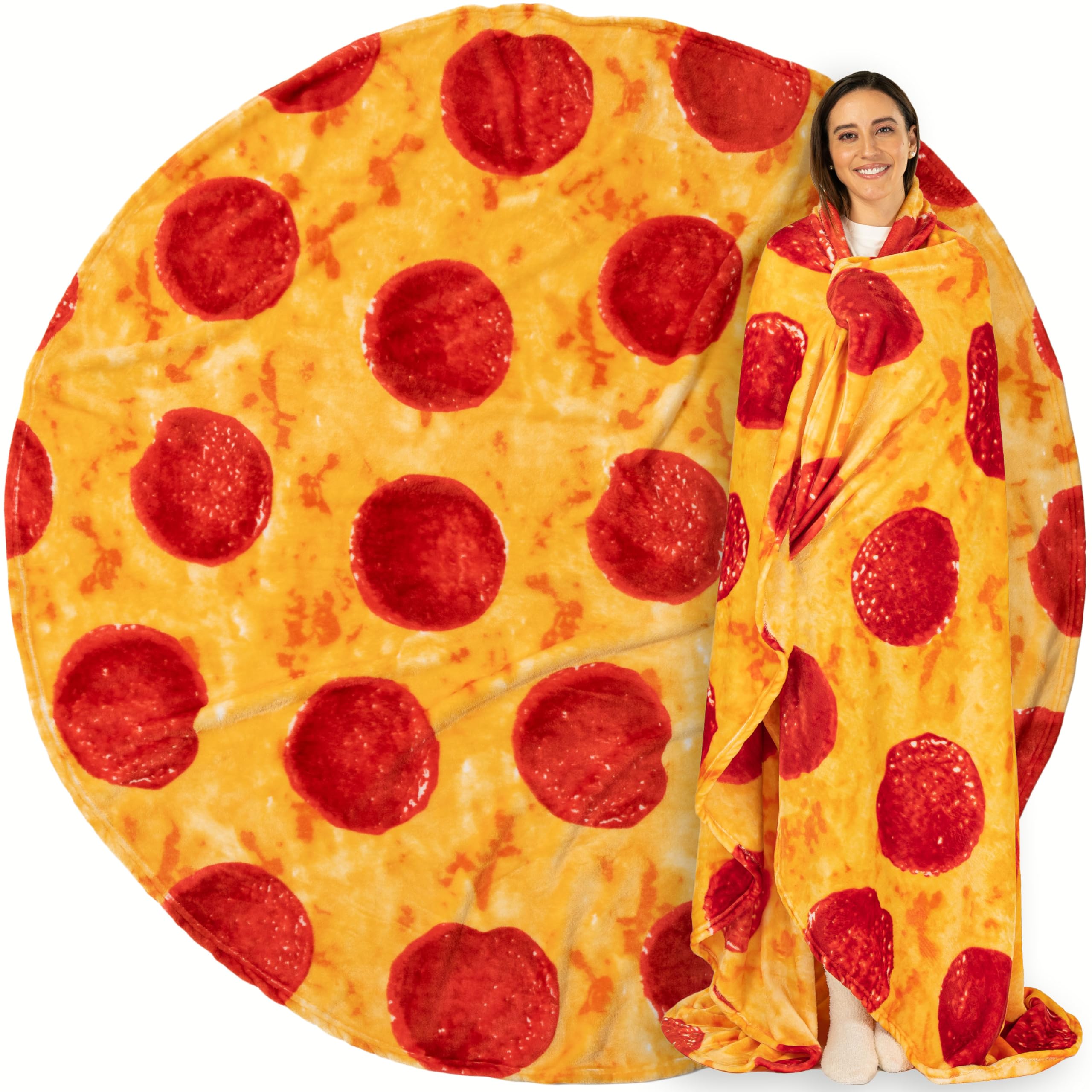Pavilia Pizza Blanket, Double Sided Pepperoni Cheese Pizza Wrap Novelty Throw For Adult, Kid, Teen - Realistic Food Blanket - Fu