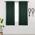 SHINELAND Dark Green Curtains 63 Inch Length for Living Room,2 Panels Set Back Tab Pleated Room Darkening Thermal Blackout Curta