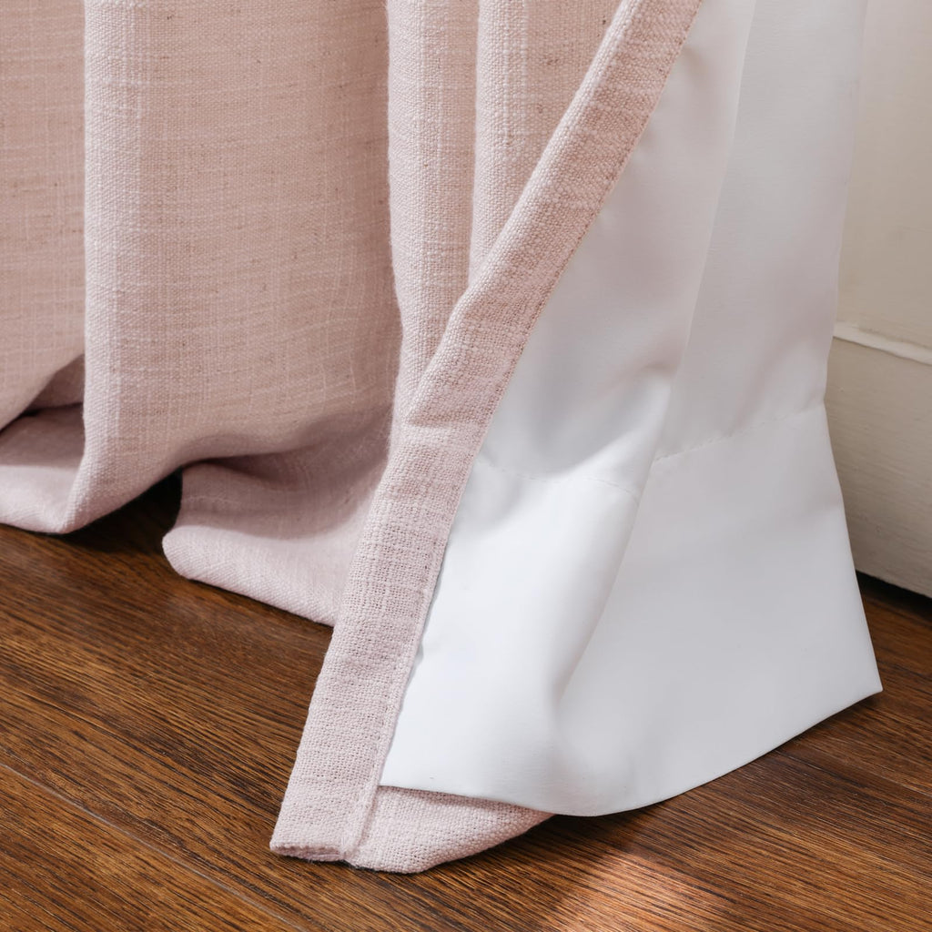 Twopages Pink Lemonade Pinch Pleated Drape 108 Inch Length Linen Light Filtering Room Darkening Curtain For Bedroom, Double Laye