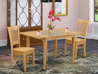 East West Furniture NOVA3-OAK-W 3 Piece Kitchen Table Set for Small Spaces Contains a Rectangle Dining Table with Butterfly Leaf and 2 Dining Room Chairs, 32x54 Inch, Oak