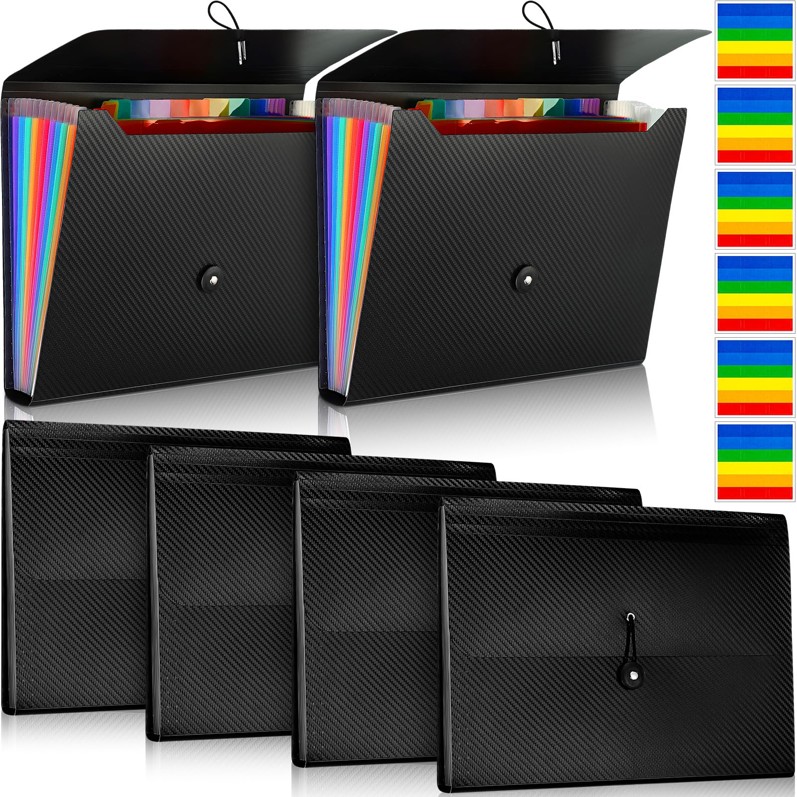 Patelai 6 Pack File Folder Organizer 13 Pocket Expanding File Folder A4 Letter Size Paper Document Receipt Organizer With Labels