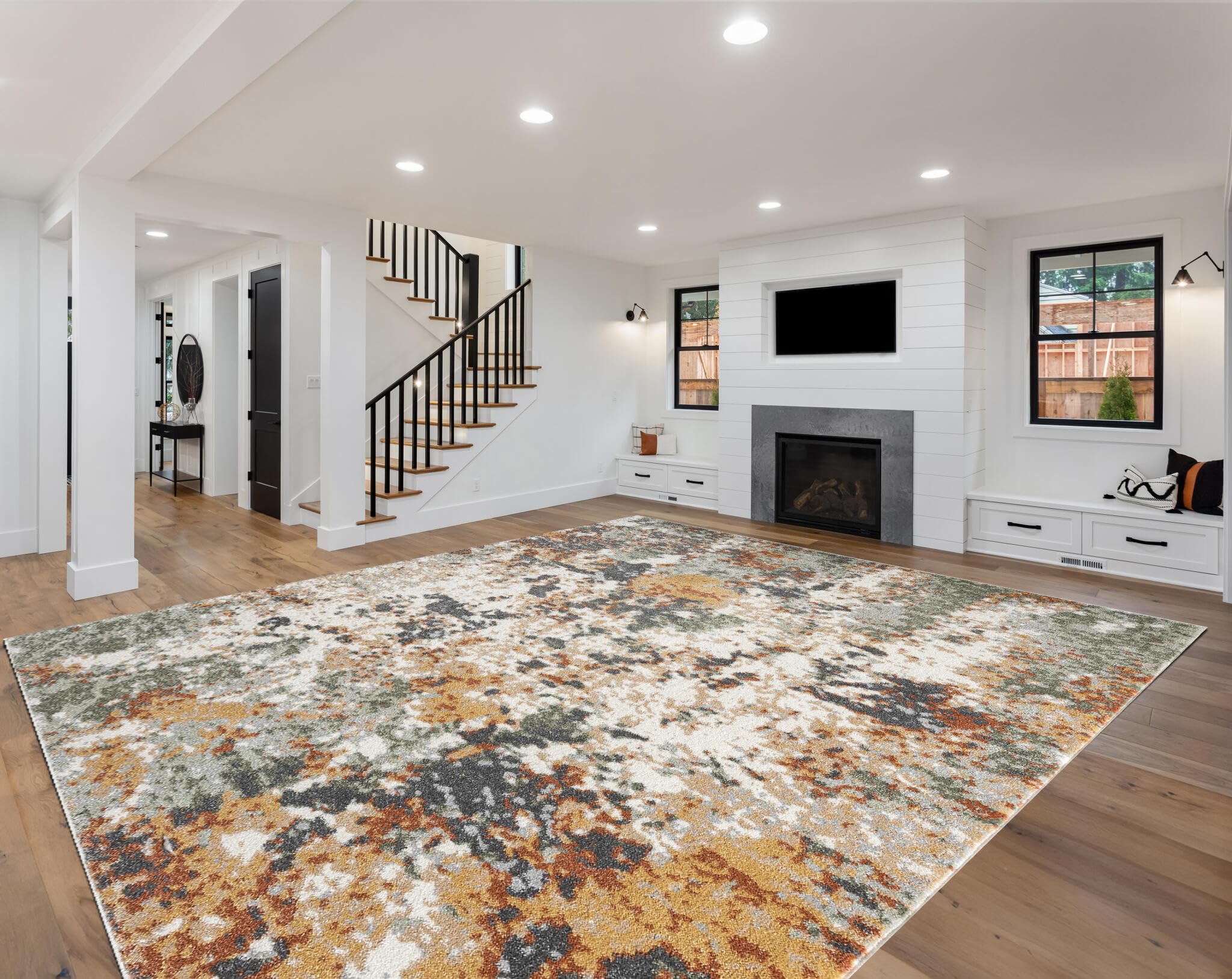 Keen Home Design Area Rugs - 10x14 Non-Shedding, Abstract Rugs for Kitchen, Living Room, Bedroom, Dining Room, Entryway - Size: 
