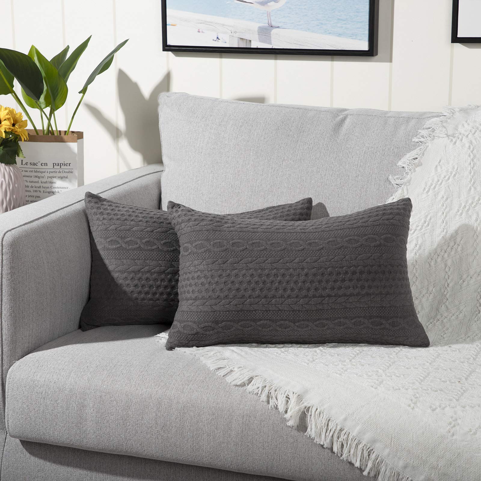 Yaertun Pack Of 2 Lumbar Super Soft Decorative Throw Pillow Covers Set Cushion Cases Pillowcases For Couch Sofa Bedroom Car Mode