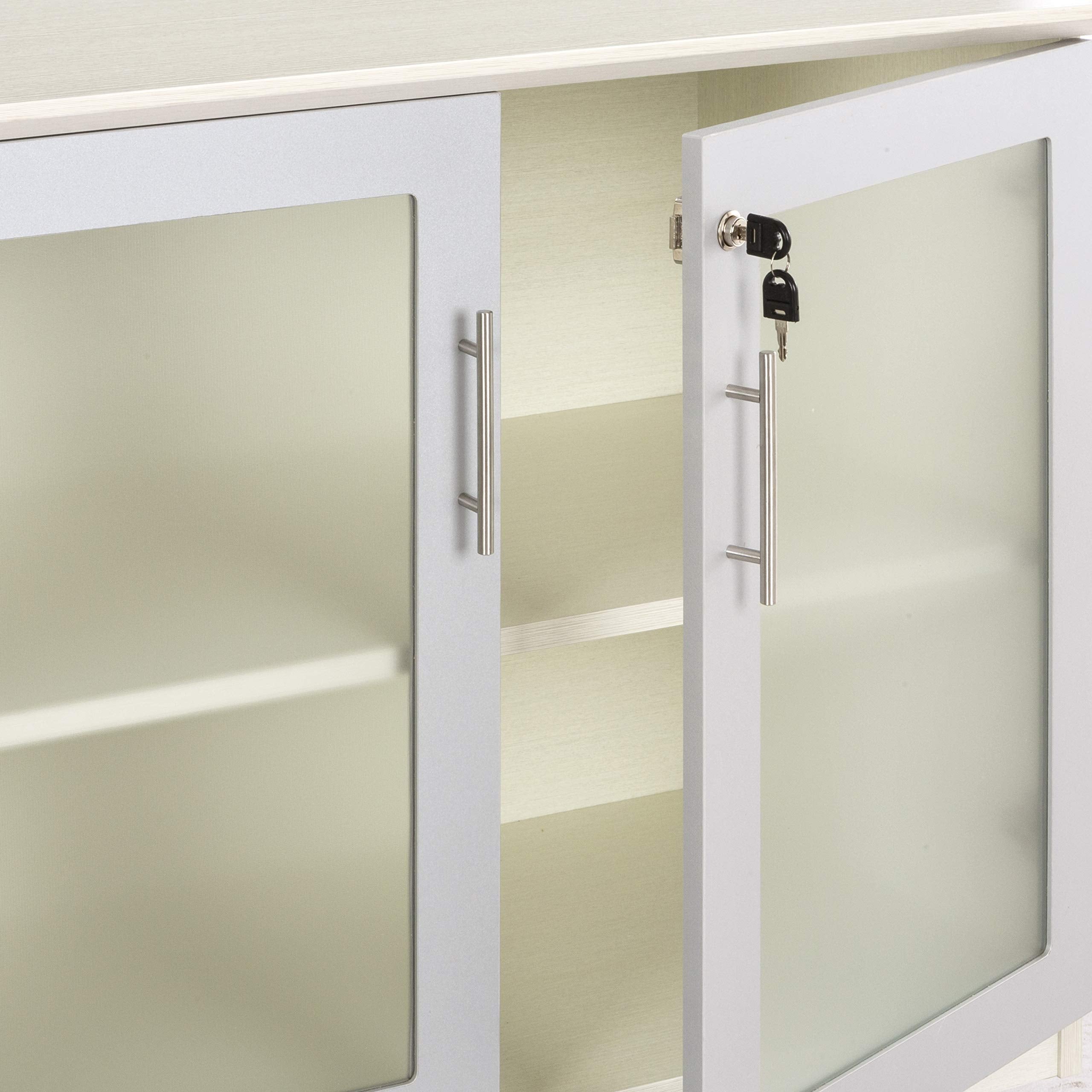 Mayline Mvlctss Medina Low Wall Cabinet With Wood And Glass Doors, 72'W, Textured Sea Salt Laminate