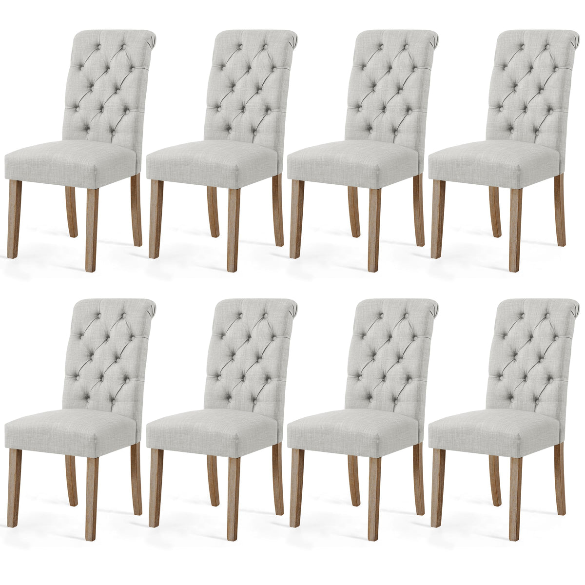 Symax Upholstered Parsons Dining Chairs Set Of 8, Tufted Dining Chairs, Button Upholstered Fabric Dining Room Chairs, With Solid