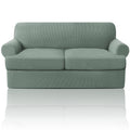 Princedeco T Cushion Loveseat Slipcover 3 Pieces Sofa Covers For T Cushion Sofa Stretch Sofa Covers For 2 Cushion Couch With 2 Individual T Cushion Shape Seat Covers Machine Washable, Sage