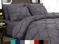 Elegant Comfort 3 Piece Pinch-Pleated Button Closure, Wrinkle-Resistant Ultra-Soft Microfiber Duvet Cover Set, Luxurious Pintuck