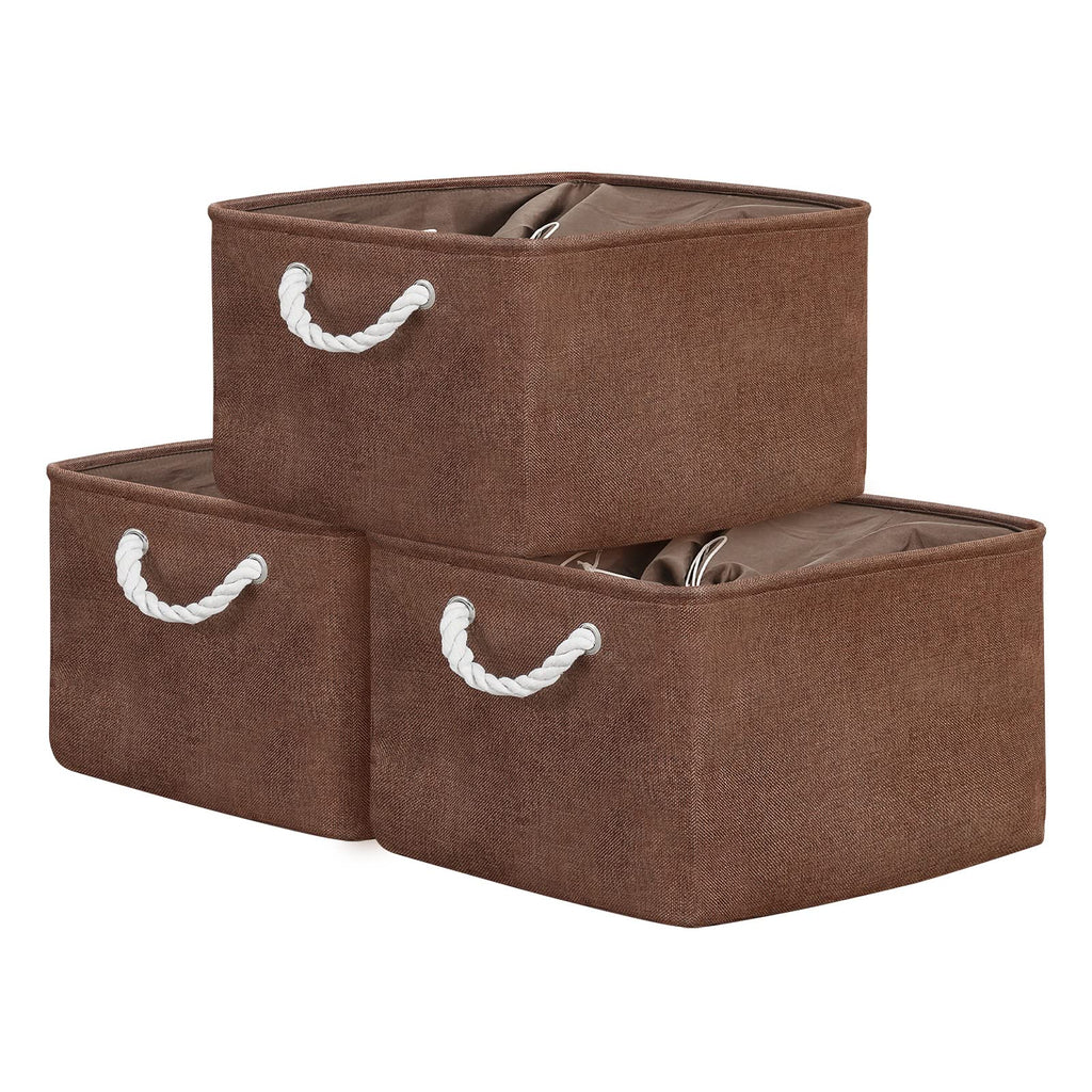 TheWarmHome Organization and Storage Basket for Organizing - 17x14x10 inch 3 Pack Fabric Storage Cubes, Collapsible Storage Bins