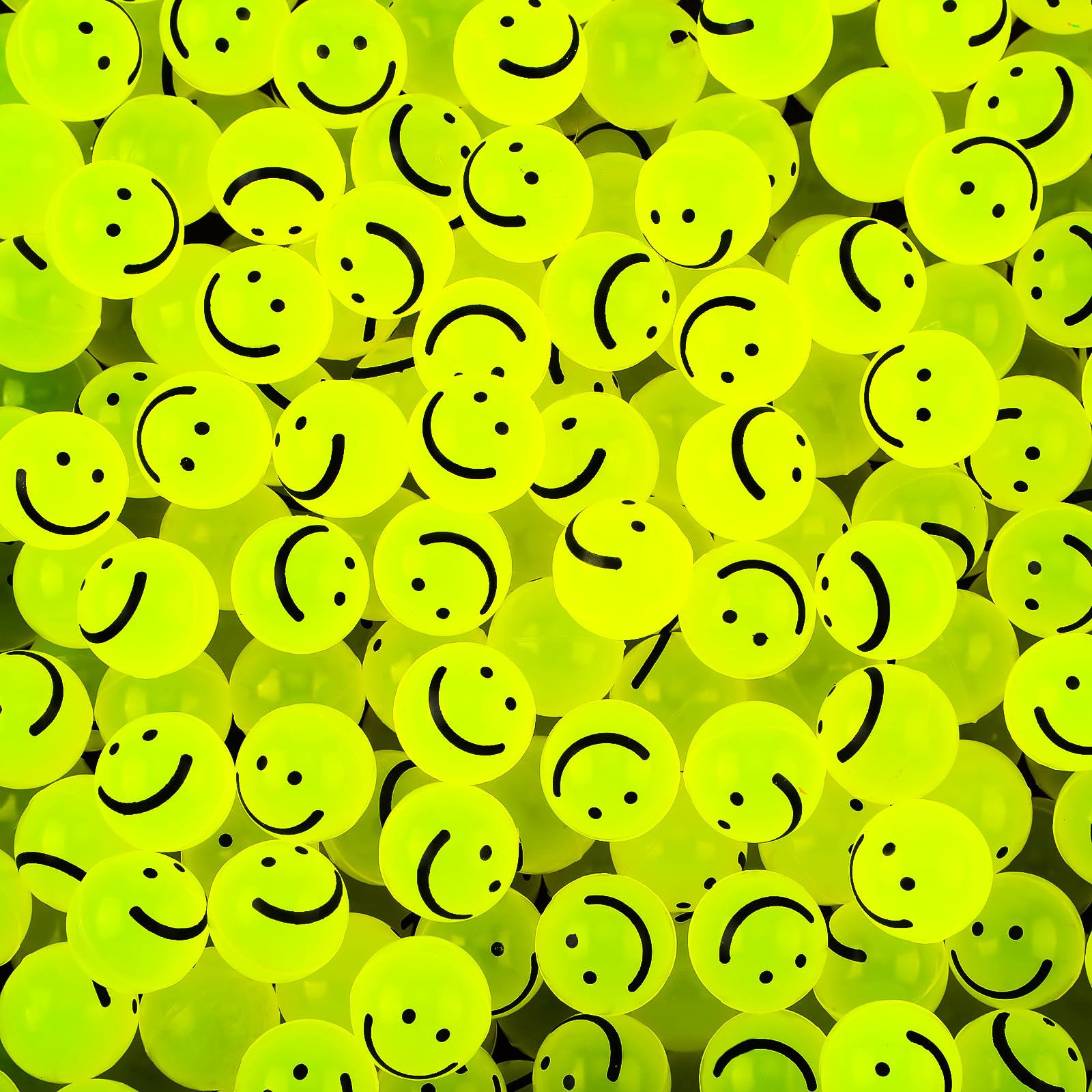 Liliful 288 Pcs Glow in the Dark Smile Face Balls Mardi Gras Throws Bulk 1 Inch High Bounce Rubber Ball for Goodie Bag Stuffer B