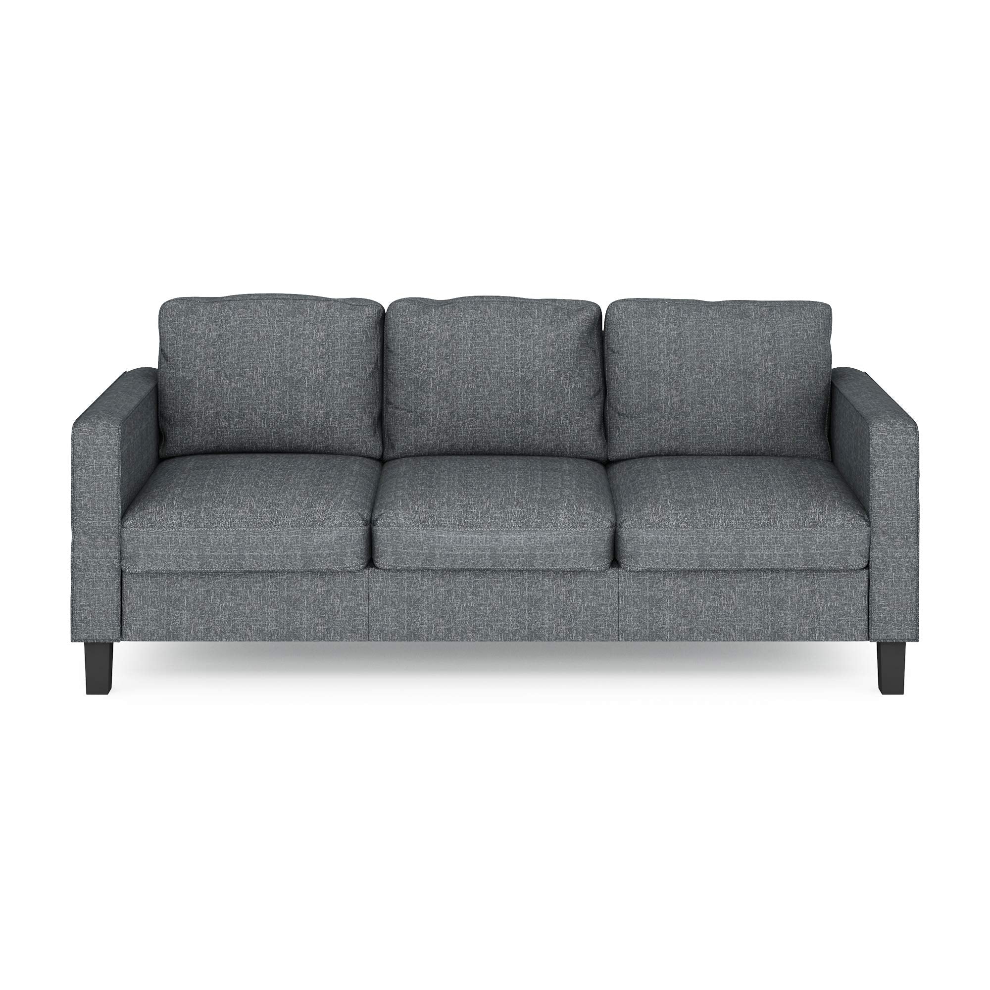 Furinno Bayonne Modern Upholstered 3-Seater Sofa Couch For Living Room, Gunmetal