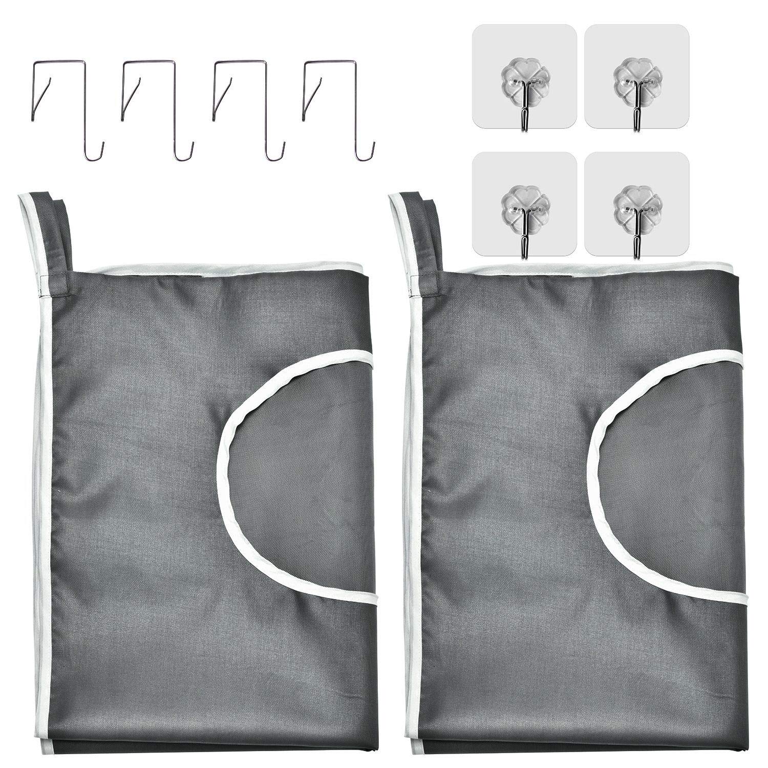 Hanging Laundry Hamper Bag Behind Door Space Saving With Stainless Steel Hooks Zip, For Bathroom,Kids Room,Travel,College Dorm,2