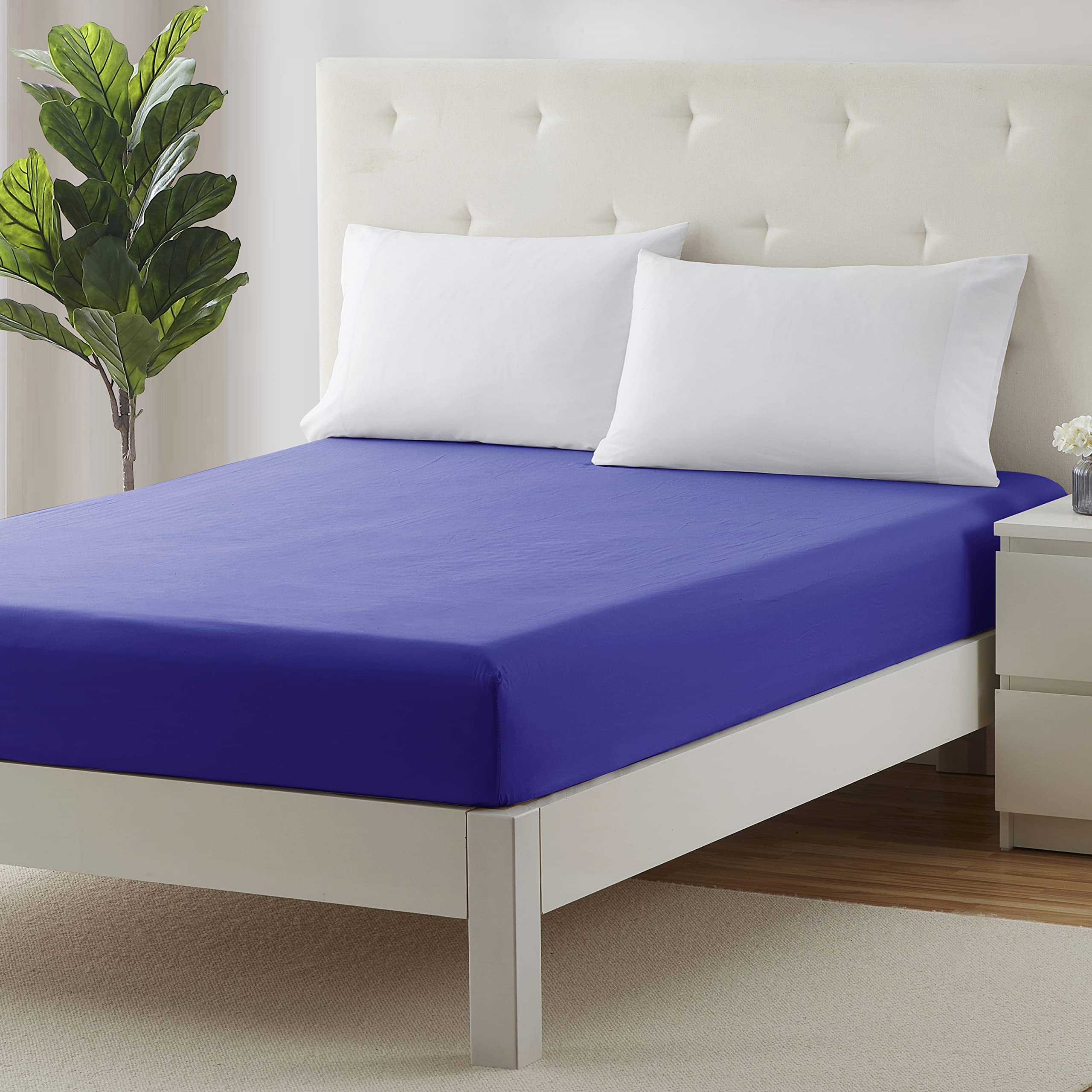 Clara Clark Fitted Sheet, Extra Deep Pocket Fits Deep Mattress, Luxury Soft Fitted Sheet Only, Full Royal Blue