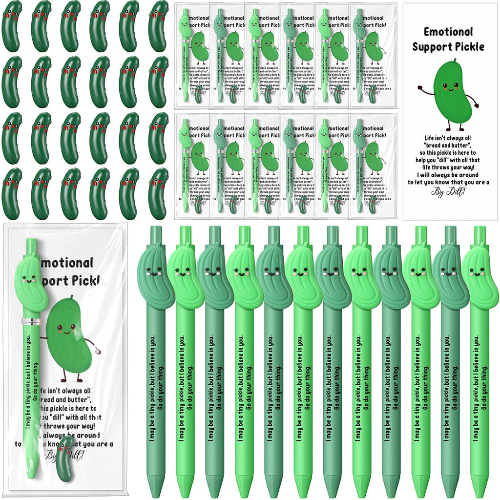 Sayglossy 24 Set Funny Pickle Valentine'S Day Employee Appreciation Gifts Bulk Coworker Motivational Pens Cute Mini Cucumbers In