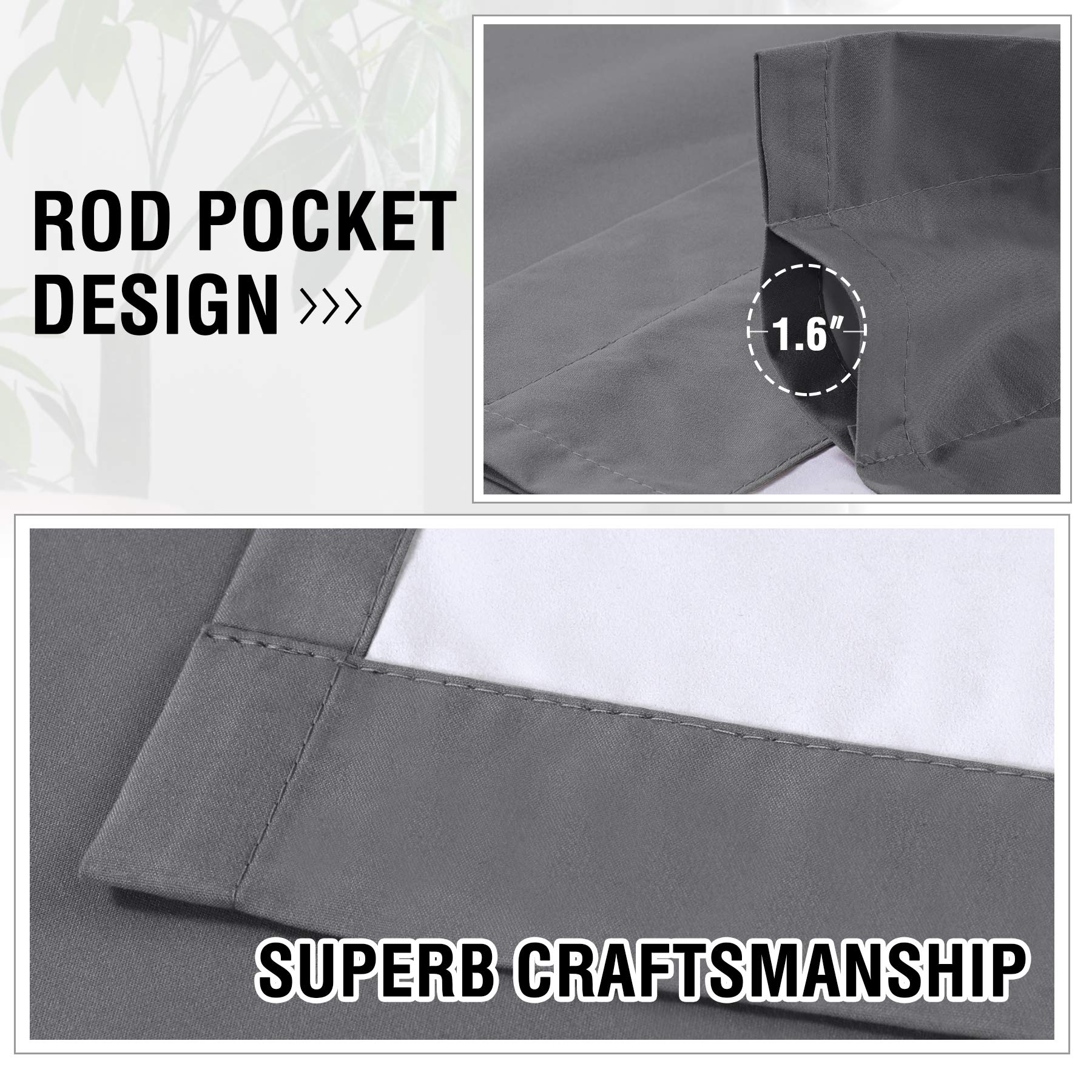 H.Versailtex 100% Blackout Curtains 63 Inches Long Full Light Blocking Curtain Draperies For Bedroom Living Room Thermal Insulated Functional Soft Thick Window Treatment Set Of 2 Panels, Grey