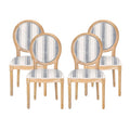 Christopher Knight Home Phinnaeus Dining Chair Set, Set of 4, Wood, Dark Blue Stripes + Light Beige + Natural