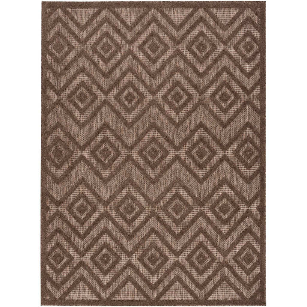 Nourison Versatile Indoor/Outdoor Brown 4' X 6' Area Rug, Easy Cleaning, Non Shedding, Bed Room, Living Room, Dining Room, Backyard, Deck, Patio (4X6)