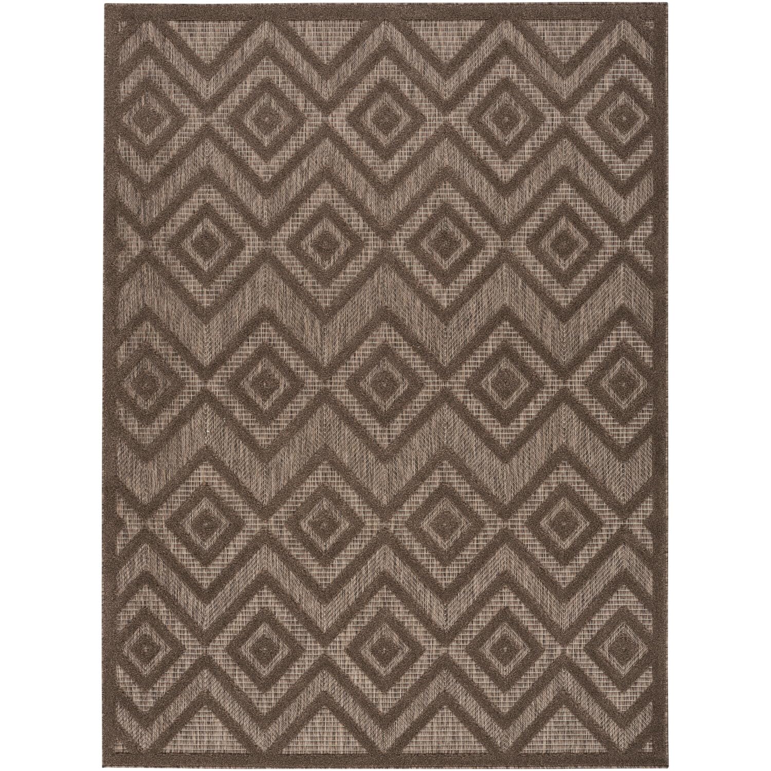 Nourison Versatile Indoor/Outdoor Brown 4' X 6' Area Rug, Easy Cleaning, Non Shedding, Bed Room, Living Room, Dining Room, Backyard, Deck, Patio (4X6)
