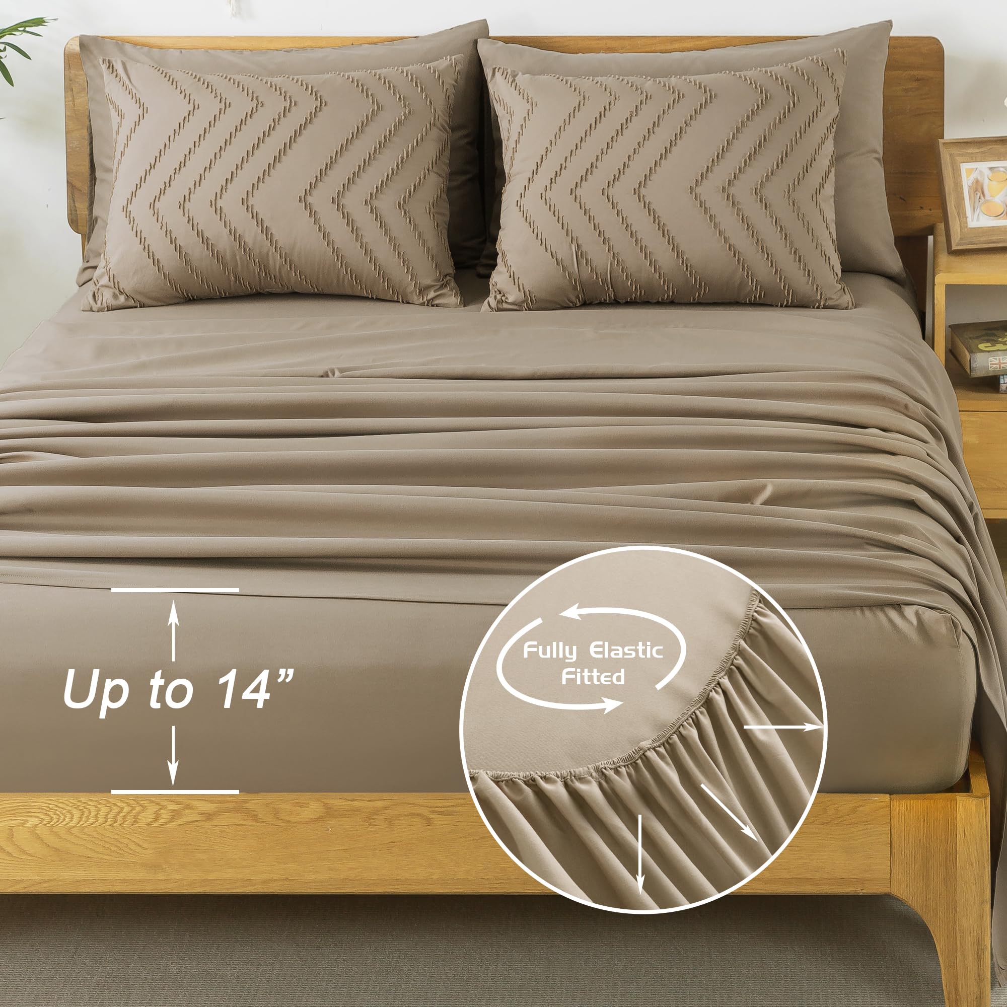 Litanika Taupe Comforter Set King Size With Sheets - 7 Pieces King Bed In A Bag Boho Tufted Complete Beddding Sets With Comforte