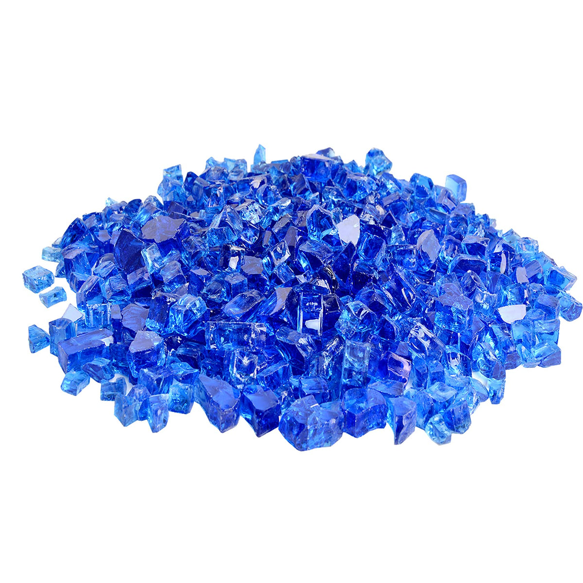 Skyflame High Luster 10-Pound Regular Fire Glass For Fire Pit Fireplace Garden Landscaping Cobalt Blue 1/2' Size