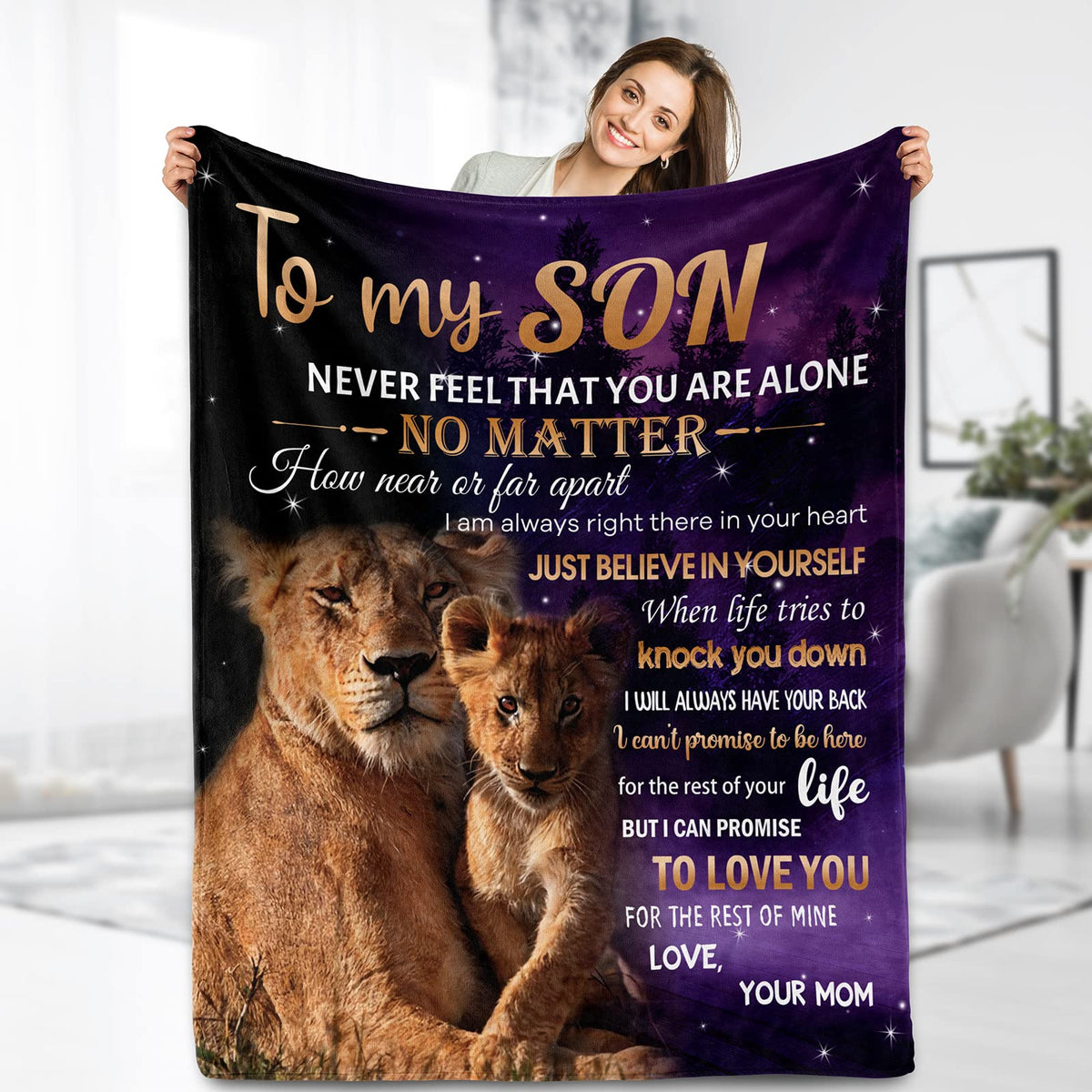 Son Blanket Gifts From Mom - Birthday Gift From Mother Dad To My Son Boys Lightweight Throw Love Quotes Decor Soft Fuzzy Fleece