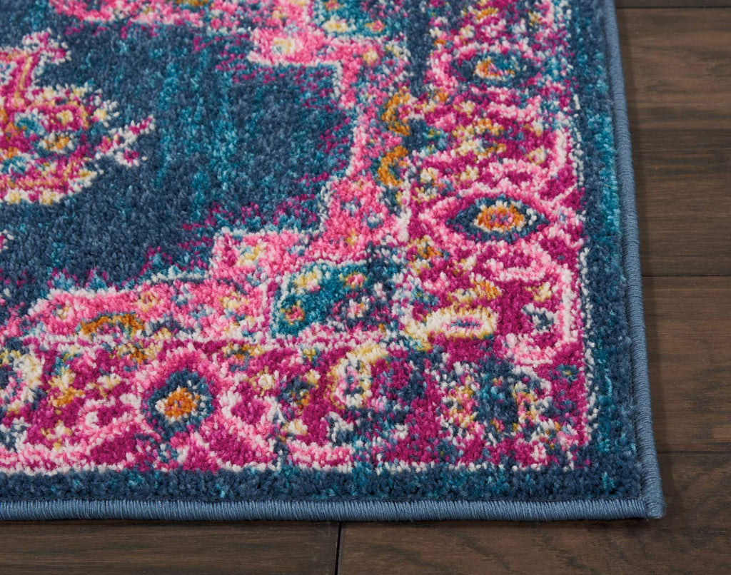 Nourison Passion Blue 22' X 34' Area Rug, Boho, Traditional, Easy Cleaning, Non Shedding, Bed Room, Living Room, Hallway, (2' X 3')