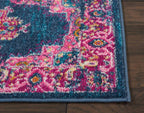 Nourison Passion Blue 22' X 34' Area Rug, Boho, Traditional, Easy Cleaning, Non Shedding, Bed Room, Living Room, Hallway, (2' X 3')