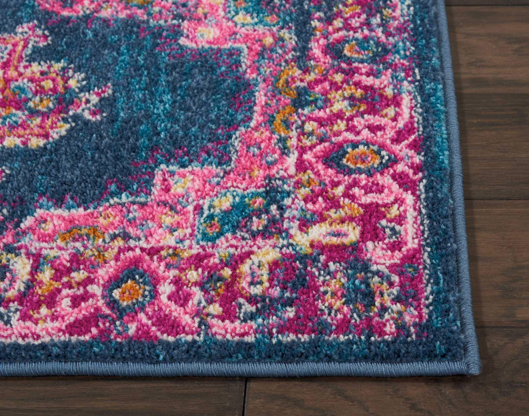 Nourison Passion Blue 22' X 34' Area Rug, Boho, Traditional, Easy Cleaning, Non Shedding, Bed Room, Living Room, Hallway, (2' X 3')