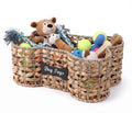 Glyzekune dog bone basket dog toy box Natural Seagrass & Rush Grass