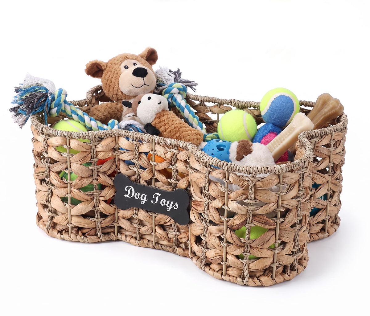 Glyzekune dog bone basket dog toy box Natural Seagrass & Rush Grass