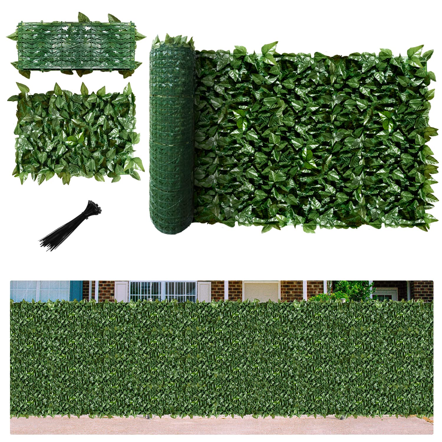 Floraleaf Artificial Ivy Privacy Fence Screen 58'X196' Artificial Hedge Leaf And Faux Ivy Vine Leaf Fence Wall Decoration For