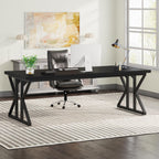 Tribesigns 78.7-Inch Executive Desk, Large Computer Office Desk Workstation, Modern Simple Style Laptop Desk Study Writing Table Business Furniture For Home Office (Black, 78.7 Inch)