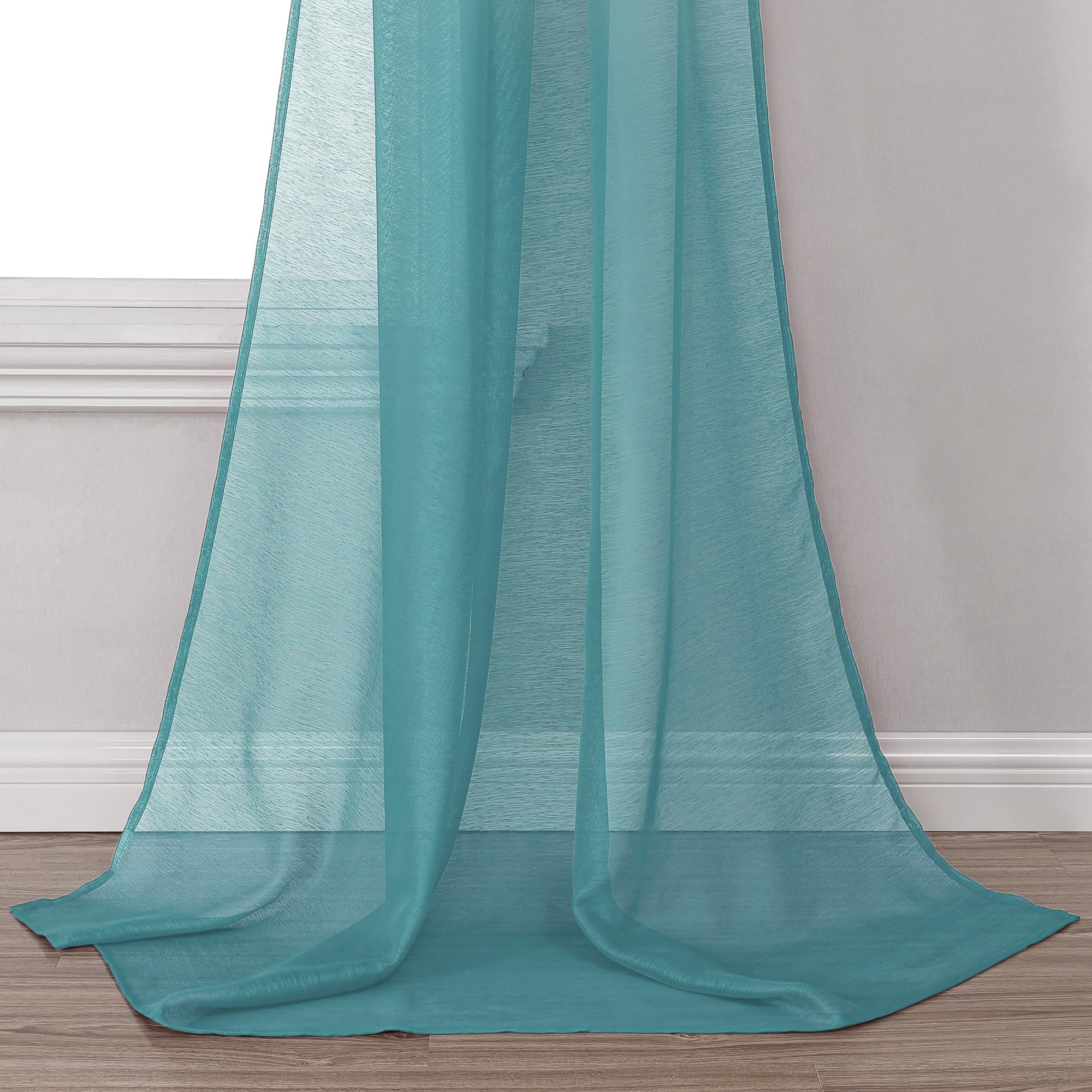 Donren Teal Window Scarf For Outdoor Decoration - Add Luxury Beautiful Elegant Effect To Curtain Panels (1 Panel, 52 X 288 Inche