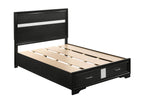 Coaster Furniture Miranda Contemporary Glam 2 Drawer Wood Full Storage Bed Panel Headboard Acrylic Glitter Detail Black 206361F