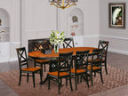 East West Furniture PLQU9-BCH-W 9 Piece Dining Table Set Includes an Oval Dinner Table with Butterfly Leaf and 8 Dining Room Chairs, 42x78 Inch, Black & Cherry