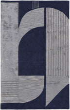 HomeRoots 514592 8 x 10 ft. Blue & Silver Wool Geometric Hand Tufted Handmade Rectangle Area Rug