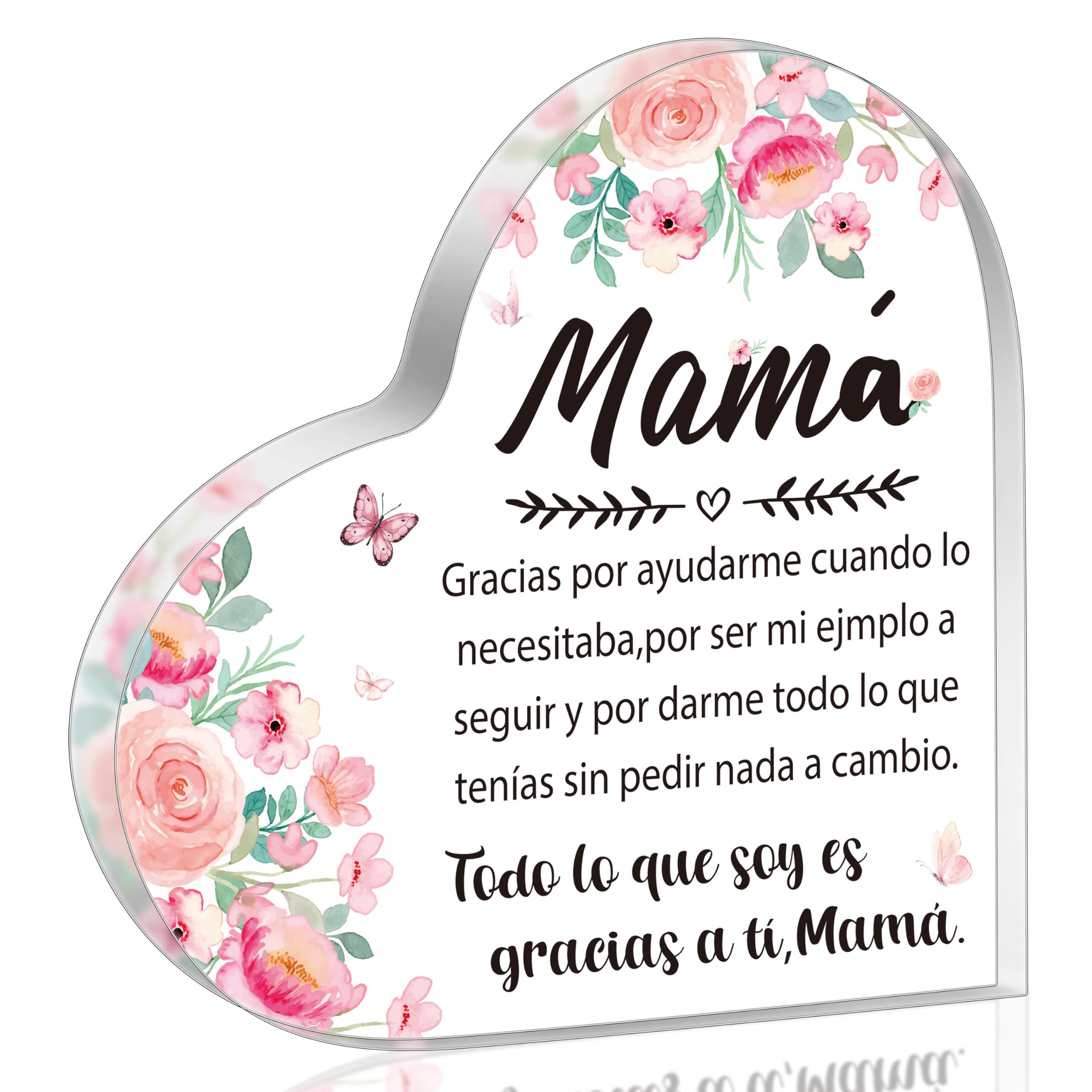 Yopyame Acrylic Gifts For Mom - Regalos Para Mam   Acrylic Gifts Spanish Mom Acrylic Heart Keepsake Paperweight From Daughter So